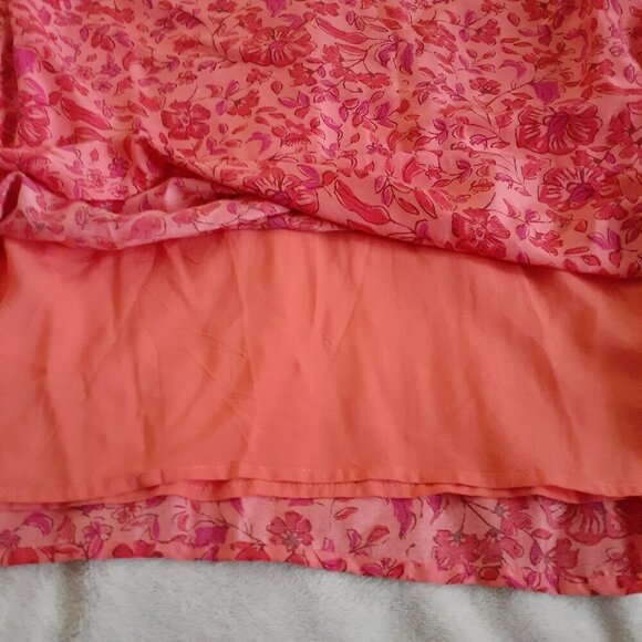 Vineyard Vines Women's Size L Coral Pink Helenium Floral Silk Blend Tunic Dress - Picture 11 of 13